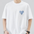 white blue heart / S