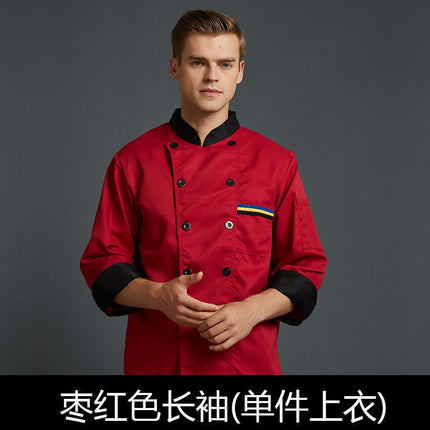 Chef Work Clothes Men's Short-Sleeved Summer Thin Chef Clothes Long-Sleeved White Hotel Canteen Catering Work Clothes Kitchen Chef Clothes
