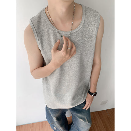 Lightning Dark Pattern Embroidered Sports Vest Men's Summer American High Street Handsome Sleeveless T-Shirt Fitness Vest Singlet