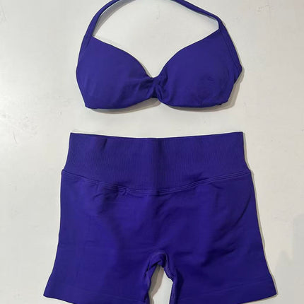 suit DF Amazon Explosions Shorts Small Bra High Elastic Superfine Extinction Nylon Hanging Neck Beauty Back Sports Vest
