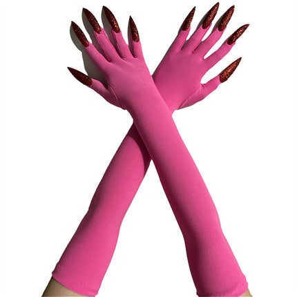 48cm European and American Fashion Halloween Gloves Long Nails Ghost Claw Gloves Long Performance Props Costume Black Red Claw