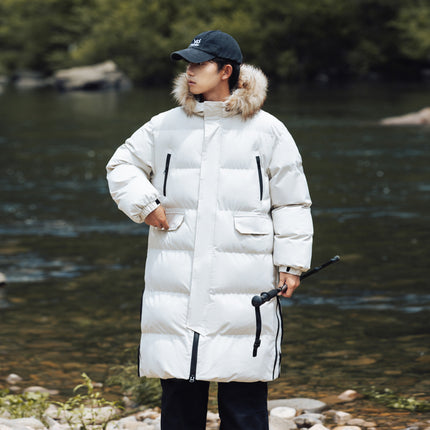 New Long Men's Big Wool Collar Thickened Extra Large Warm and Cold-proof Fashionable Jacket for Youth Fashionable Couple Clothes plus size Bread Clothes