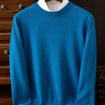 23 Autumn/Winter Wool Sweater Men's Round Neck Sweater Warm Casual Knitted Base Shirt Plus Size Business Gentleman Casual Versatile