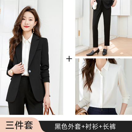 Black suit jacket Women's Spring and Autumn work clothes professional temperament civil servant interview formal wear women's suit suit