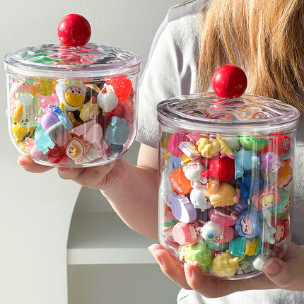 Cute Storage Can Transparent Dustproof Small Hand-held Greedy Baby Mini Bubble Mart Lego Storage Box