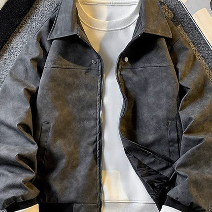American retro distressed short leather jacket men's spring and autumn high-end suede jacket home figure# AA16