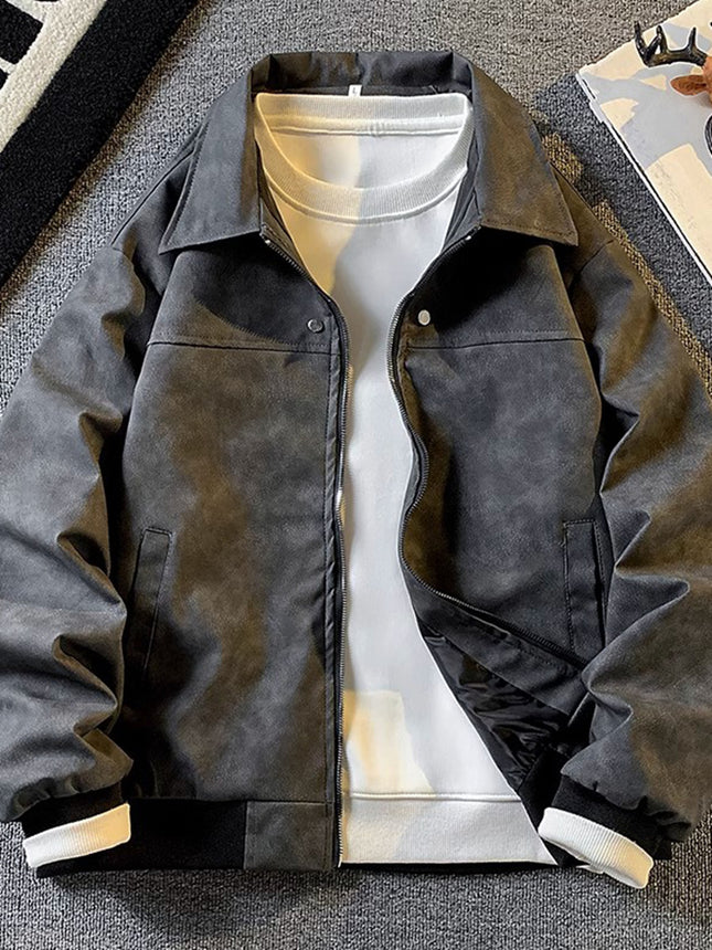 American retro distressed short leather jacket men's spring and autumn high-end suede jacket home figure# AA16
