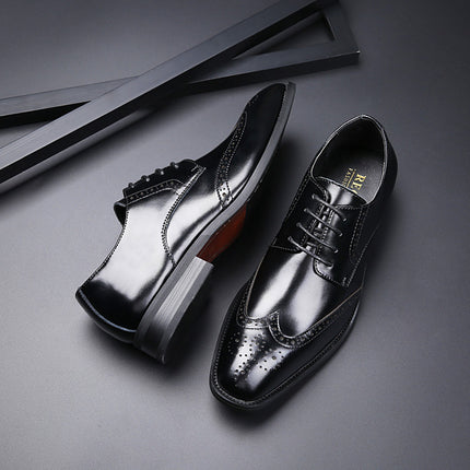 2026 New Japanese Style British Carved Leather Formal Business Shoes for Men, Brogue Oxford Shoes, One-Piece Drop Shipping