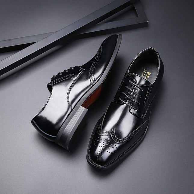2026 New Japanese Style British Carved Leather Formal Business Shoes for Men, Brogue Oxford Shoes, One-Piece Drop Shipping