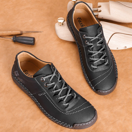 Hot-Selling New Spring and Summer Products on Independent Stations, Hand-Stitched Casual Men's Shoes, Fashionable Soft-Soled, Versatile and Breathable Genuine Leather Shoes