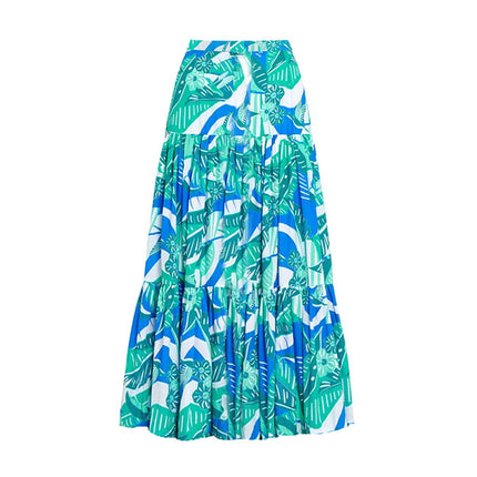 2024 European and American Swimwear New Strapless Ruffled Printed Swimsuit Holiday suit Women's Cross-border 25178