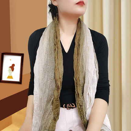 Spring and Summer Cotton Linen Pressed Pleated Leopard Scarf Women Autumn and Winter New Stylish Fashion Beach Scarf Shawl