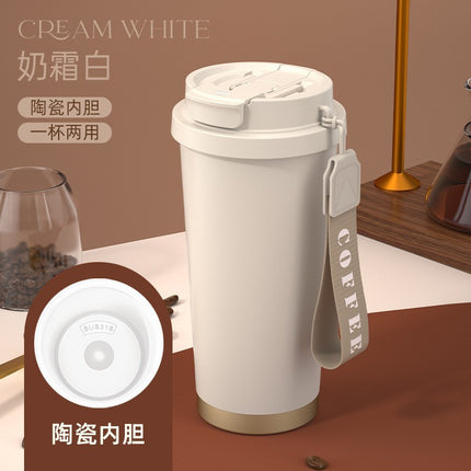 Suzuki Orchid Car Coffee Cup Double Drink Stainless Steel Thermos Cup Women's Water Cup High Color Value Accompaniment Printed Water Cup