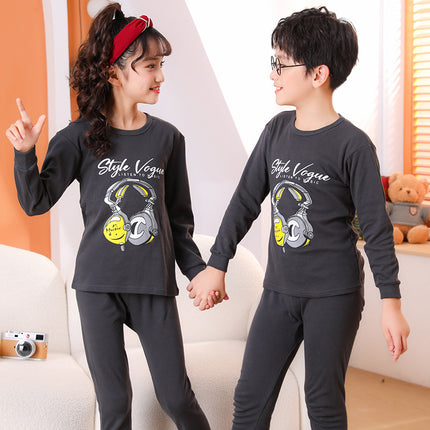 2025 Autumn and Winter Children's Thermal Underwear Set Cotton Pajamas Baby Dinosaur Thermal Top and Bottom Full Cotton Warm and Cold-Proof