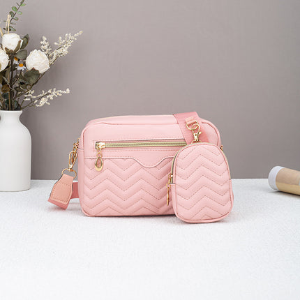 Dropshipping Women's Quilted Pattern Crossbody Bag Casual Normcore Shoulder Bag with Mini Money Hanging