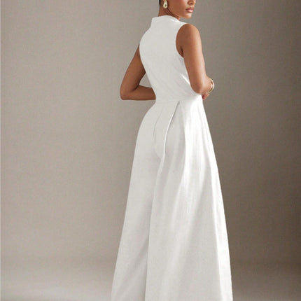Ins Popular 2025 European and American Cross-Border High-Waisted Women's Solid Color Sleeveless Zipper Dress Fashionable Slim-Fit Commuter Pants
