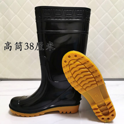 High-Top Rain Boots with Rubber Soles for Men, Durable Work Water Shoes, Non-Slip and Wear-Resistant Safety Shoes