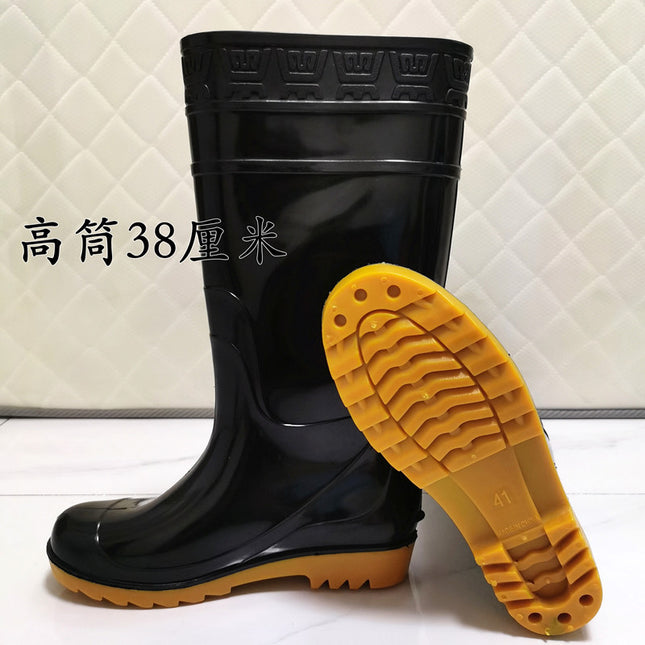High-Top Rain Boots with Rubber Soles for Men, Durable Work Water Shoes, Non-Slip and Wear-Resistant Safety Shoes