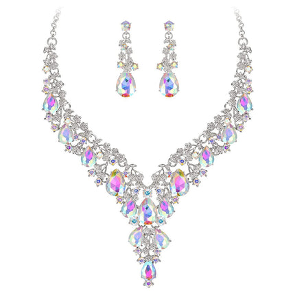 Factory Direct Sales of Cross-Border Popular Water Drop Necklace and Earrings Jewelry Sets, Wedding Dresses, Evening Wear, New Jewelry Accessories