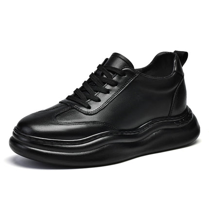 Increased 8CM Men's Shoes Thick Sole Platform Shoes Increased 6CM Board Shoes Spring and Autumn Low-top Cowhide Retro sneaker