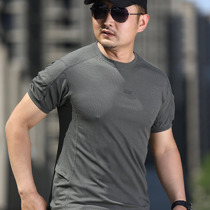 Enduring Waffling Short-sleeved Outdoor Quick-drying T-shirt Summer Stretch Perspiration Clothes Half-sleeved Tactical Fitness Training Clothes