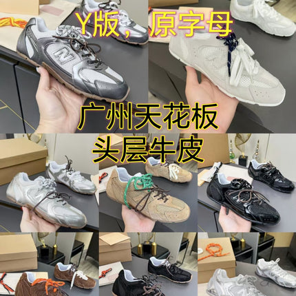 2025 New Leather Mesh Breathable Lace-up Flat Forrest Gump Shoes Casual Sports Casual Shoes German Training Shoes New