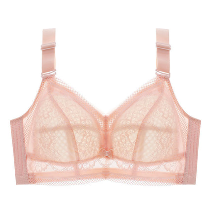 Original Underwear Women's Non-rimless Ultra-thin Large Chest Small Text Bra chubby girl plus size Gathering Paramelis Full Cup