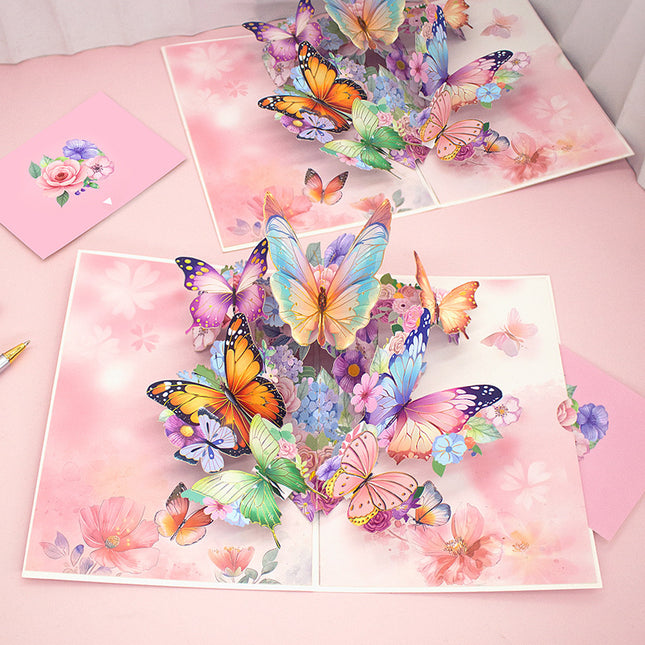 New Mother's Day Stereo Greeting Card Creative Butterfly Paper Carving Teachers' Day Thanksgiving Card Cross-border Blessing Stereo Greeting Card