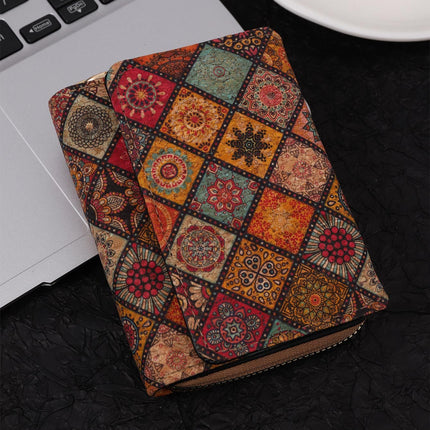 Cross-Border Bohemian Multifunctional Clutch Bag with Multiple Card Slots Wood Grain Wallet Literary Ladies Bag Card Bag Pu Small Bag