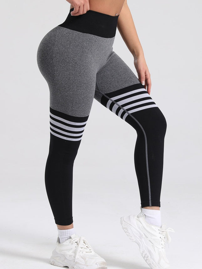 4 bars back V waist stripe yoga pants sports tights women's high waist hip yoga clothing quick-drying running fitness pants