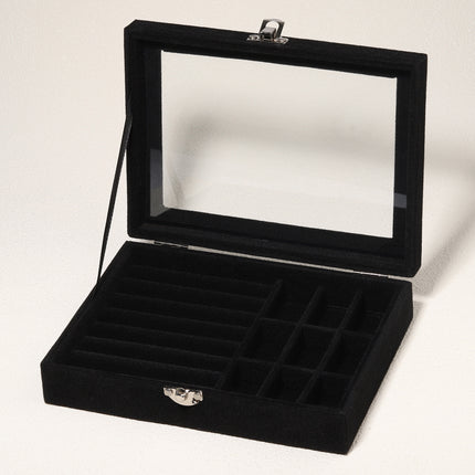Advanced New Glass Jewelry Box Ring Earrings Earrings Bracelet Necklace Jewelry Display Flannel Jewelry Storage Box