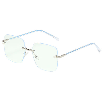 New Frameless Cut Border Blue Light Glasses Fragrant Granny Pearl Paint Plain Glasses Cyber Celebrity Myopia Glasses Frame