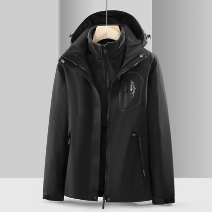 Jacket Women's Autumn and Winter Three-In-One Detachable Windproof and Waterproof Mountaineering Clothing Outdoor Skiing and Camping Style Same Style for Men and Women