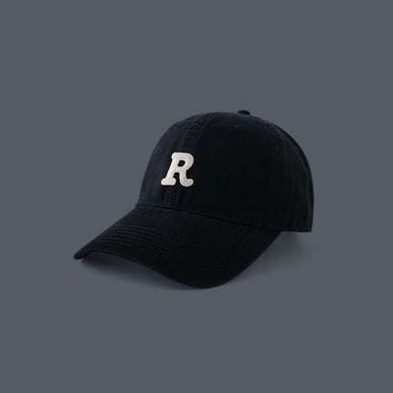 Baseball Cap Women's Summer Sunscreen Embroidered Letter R Deep Top Big Head Face Showing Small New Style Cap Sunshade Hat