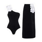 Black one shoulder suit / S