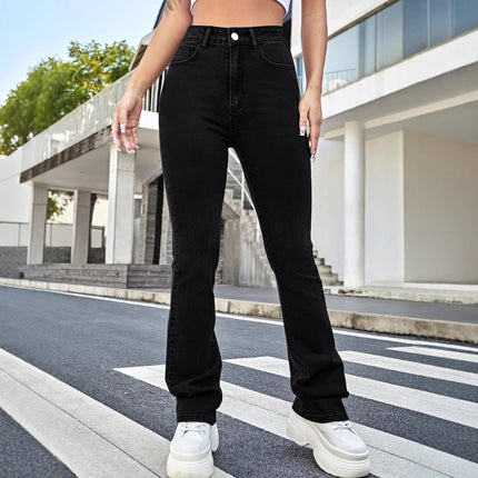 Spring 2025 New Women's High Waist Women's Straight light blue Jeans Slim Fit Slim All-match Factory Outlet