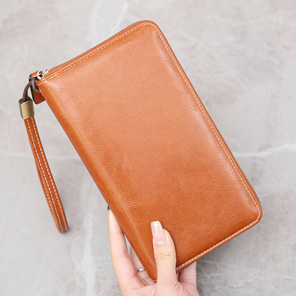 Cross-border New RFID Long Women's Wallet Retro Multi-card Zipper Wallet Simple Large Capacity Clutch