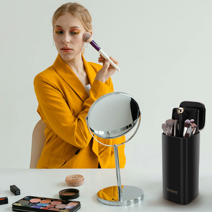 Light Luxury Automatic Lifting Makeup Brush Storage Bucket High-End Makeup Brush Bucket with Lid Dust-Proof Compartment Makeup Brush Storage Box