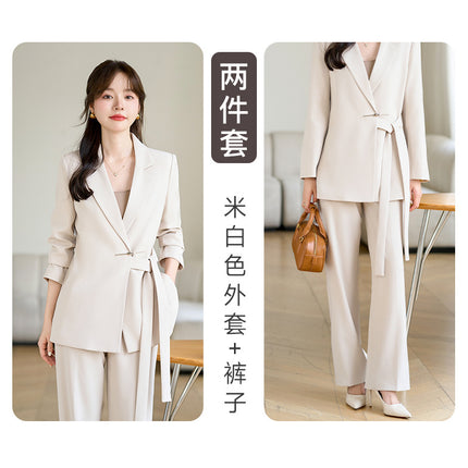 Beige Suit suit Women's 2024 New Autumn and Winter Professional Fashion Temperament Goddess Fan Fashion Personality Casual Suit
