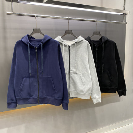 Asaourol Oversized High-Weight Cotton Heavy Casual Men's Cardigan Hooded Light Luxury Zipper Sweatshirt