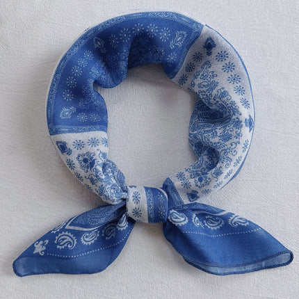 Hanging Card Gift Small Square Scarf for Women, Cotton Blend New Printed Sweet Fashionable Neck Scarf, Soft