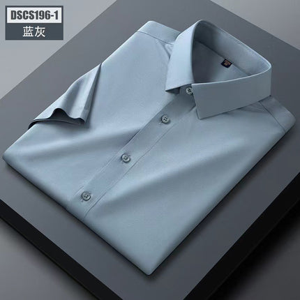 Men's Shirts, Men's Long-Sleeved Summer Business Style Cool and Breathable Mulberry Silk Series Shirts, High-End Non-Iron White Shirts