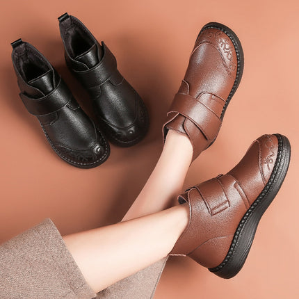 Mother Shoes Winter Cotton Shoes Middle-aged Winter Shoes Non-slip Middle-aged Women's Shoes fleece-lined Autumn and Winter Warm Ankle Boots Leather Shoes