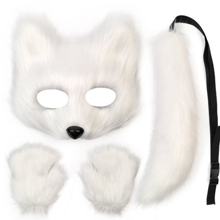 Fox Mask suit Plush Hand-made Animal Tail Gloves Tail Halloween Party Cat Animal Cos Props