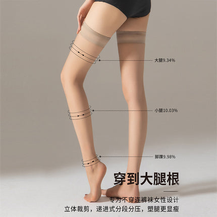 Ultra-thin Silk Stockings Women's Summer Invisible Crystal Silk Over-the-Knee Socks Non-slip Sexy Slimming Half Anti-hook Silk Thigh Socks