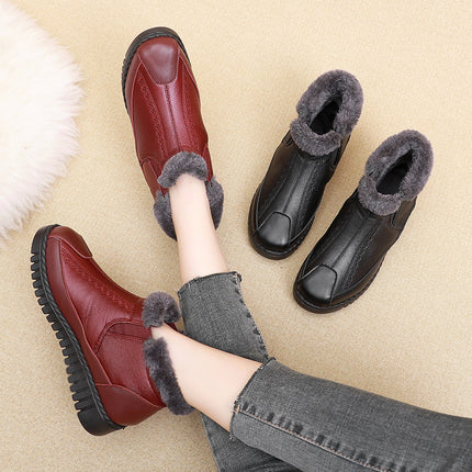 Mother Shoes Leather Shoes Autumn and Winter Cotton Shoes for the Elderly Winter Middle-aged Women's Winter Shoes Grandma Non-slip Warm Old Lady Velvet