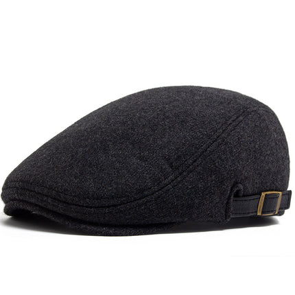 High-grade wool and woolen forward painter hat men's autumn and winter beret retro middle-aged and old peaked cap thick