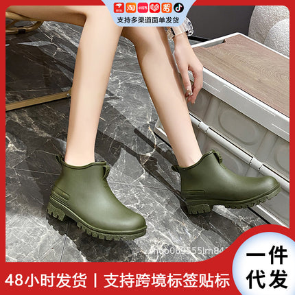 2026 Cross-Border Chelsea Short-Tube Water Shoes Rain Boots for Men and Women, Low-Top Rainproof Fashionable Water Boots for Women, Waterproof and Non-Slip