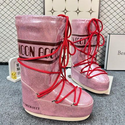 Celebrity Style Thick-Soled Colorful Moon Boots 2025 Winter New Long Ski Boots Warm Anti-Ski Boots for Women