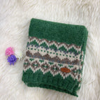 Fair isle knitted scarf-green